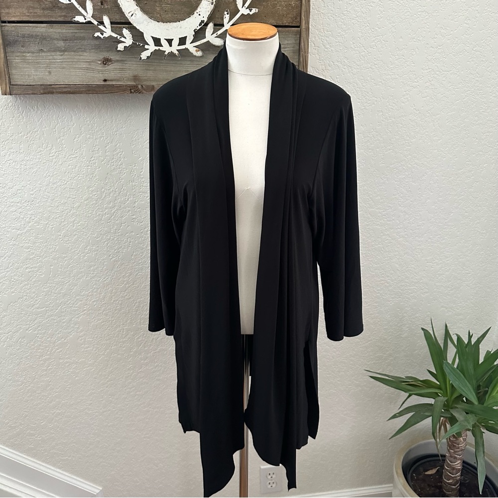 Sympli black stretch knit open front cardigan ladies‎ size 16